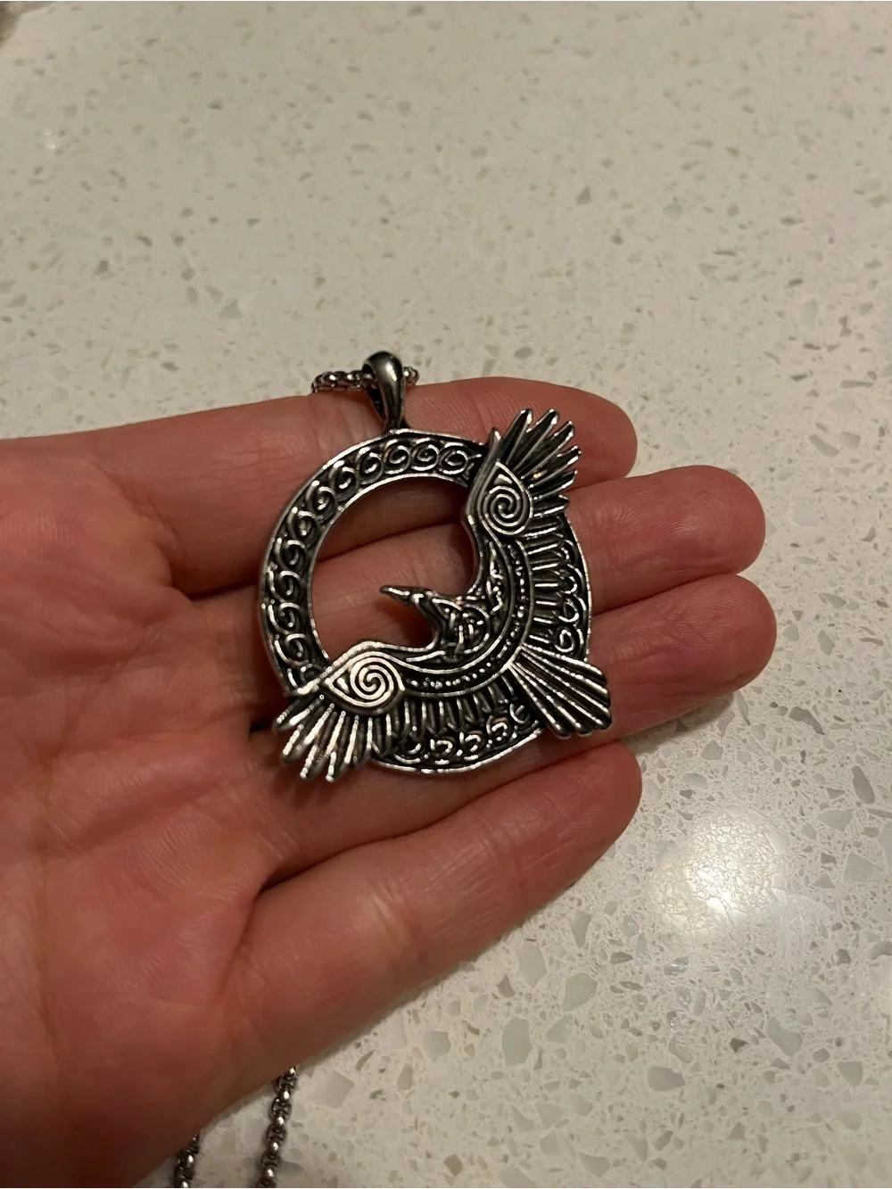 Men's Nordic Viking Crow Totem Stainless Steel Necklace